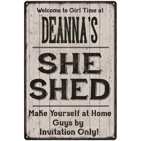 DEANNA'S She Shed Sign Lady Cave Gift 8 x 12 High Gloss Metal 208120082264