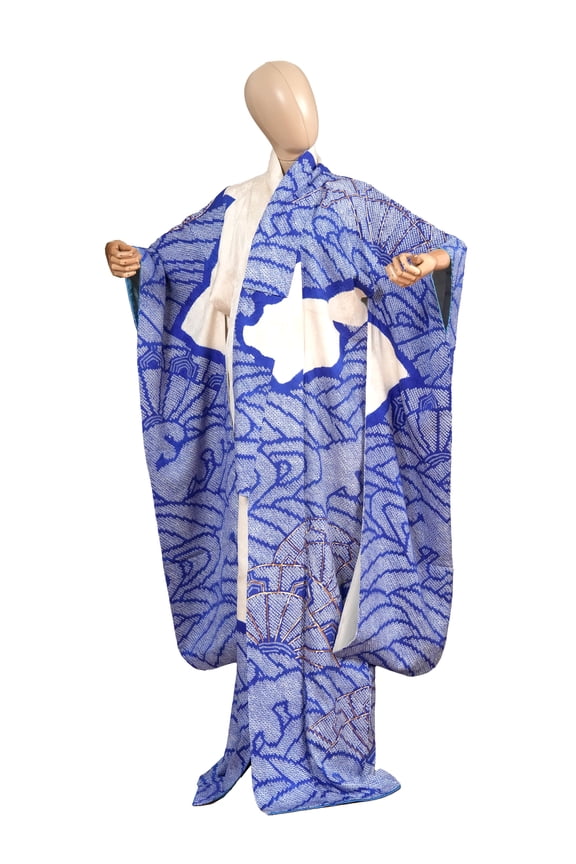 Authentic Traditional Japanese Furisode Kimono for Women Silk Robe Made in Japan KMF-0254