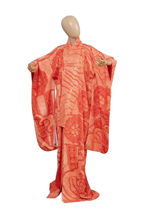 Authentic Traditional Japanese Furisode Kimono for Women Silk Robe Made in Japan KMF-0319