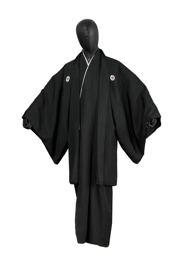 Traditional Authentic Men's Kimono & Haori Set Japanese Samurai Robe/Jacket Ensemble Dress Genuine MKE-0152