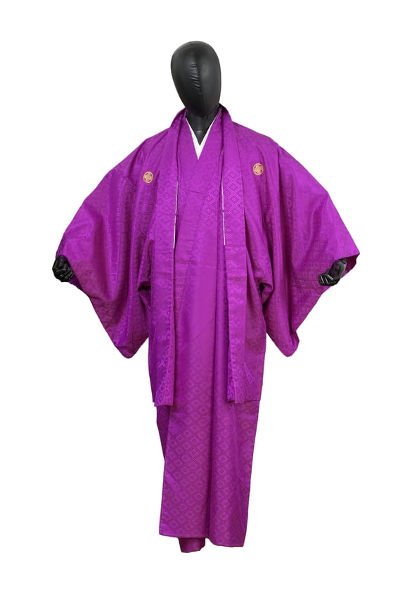 Traditional Authentic Men's Kimono & Haori Set Japanese Samurai Robe/Jacket Ensemble Dress Genuine MKE-0159