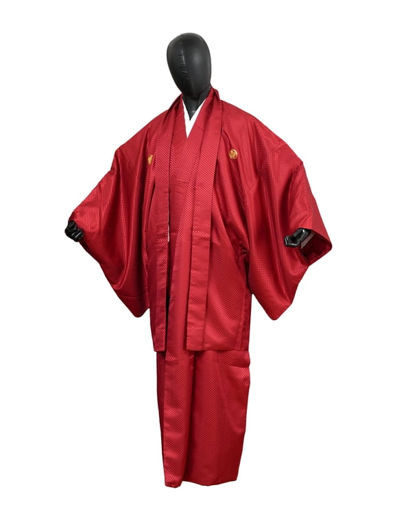 Traditional Authentic Men's Kimono & Haori Set Japanese Samurai Robe/Jacket Ensemble Dress Genuine MKE-0161