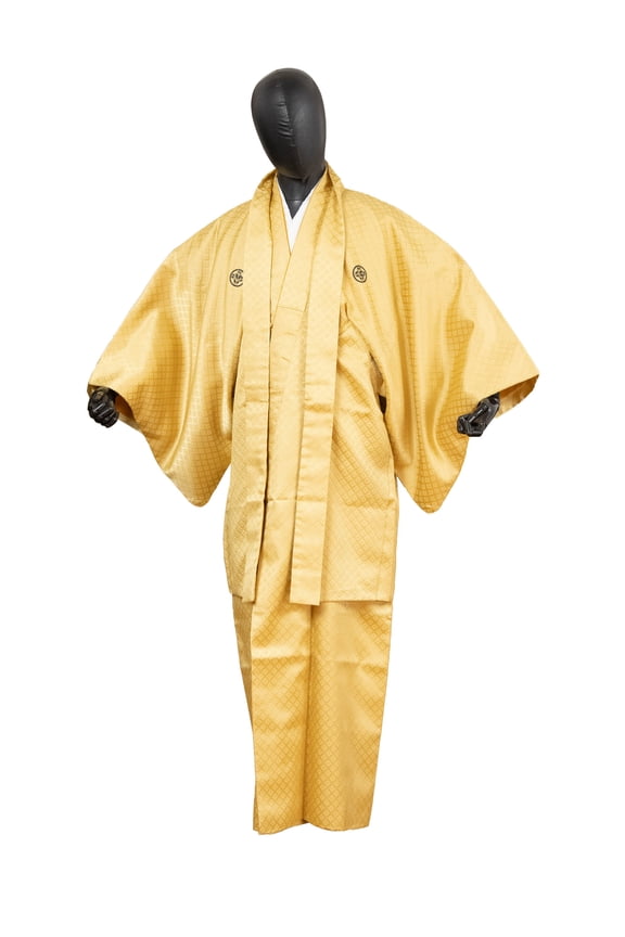 Traditional Authentic Men's Kimono & Haori Set Japanese Samurai Robe/Jacket Ensemble Dress Genuine MKE-0174