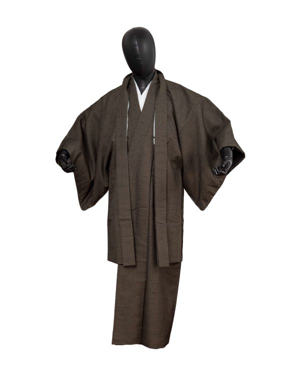 Traditional Authentic Men's Kimono & Haori Set Japanese Samurai Robe/Jacket Ensemble Dress Genuine MKE-0207
