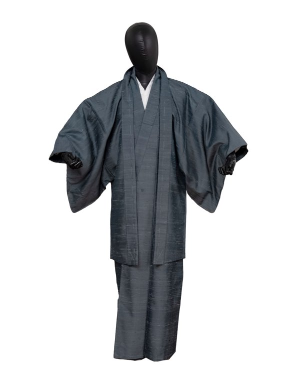 Traditional Authentic Men's Kimono & Haori Set Japanese Samurai Robe/Jacket Ensemble Dress Genuine MKE-0208