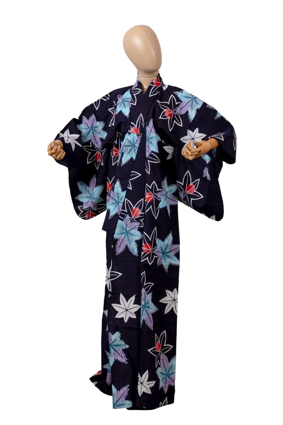 Traditional Japanese Yukata Kimono for Women Summer Matsuri Cotton Robe Dress YKT-0049