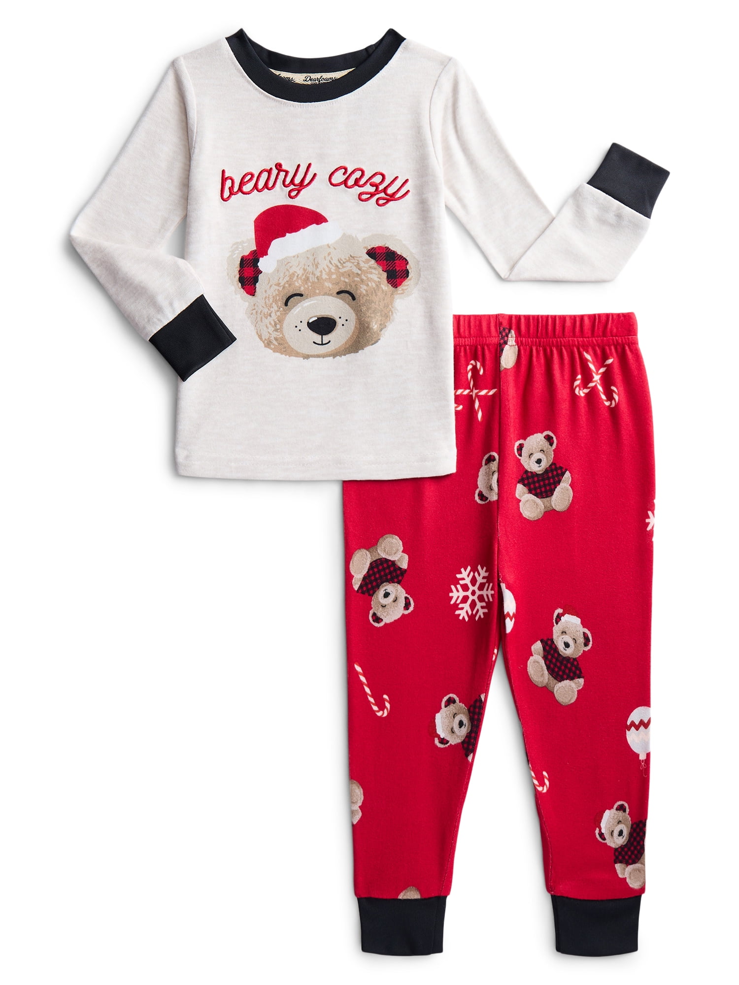 Dearfoams Toddlers' Matching Family Pajamas Top and Jogger Pants Set, 2-Piece, Sizes 2T-5T
