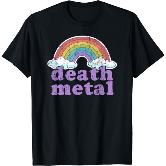 DEATH METAL Rainbow Funny Retro Vintage Love Music Metalhead T-Shirt