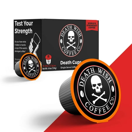 Death Wish Death Cups [10 Count] Single Serve Coffee Pods, Worlds Strongest Coffee, Dark Roast, Keurig Capsules, K Cups, Capsule Cup