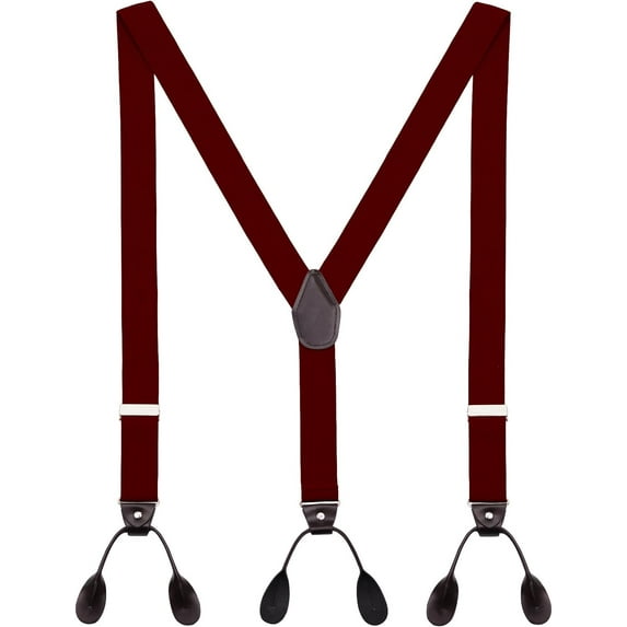 DEBAIJIA Mens Suspender Braces Trousers Pants Accessory Adjustable Elastic Y Shape 6 Leather Clips Plain