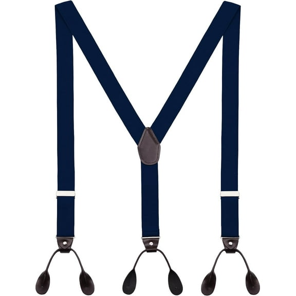 DEBAIJIA Mens Suspender Braces Trousers Pants Accessory Adjustable Elastic Y Shape 6 Leather Clips Plain