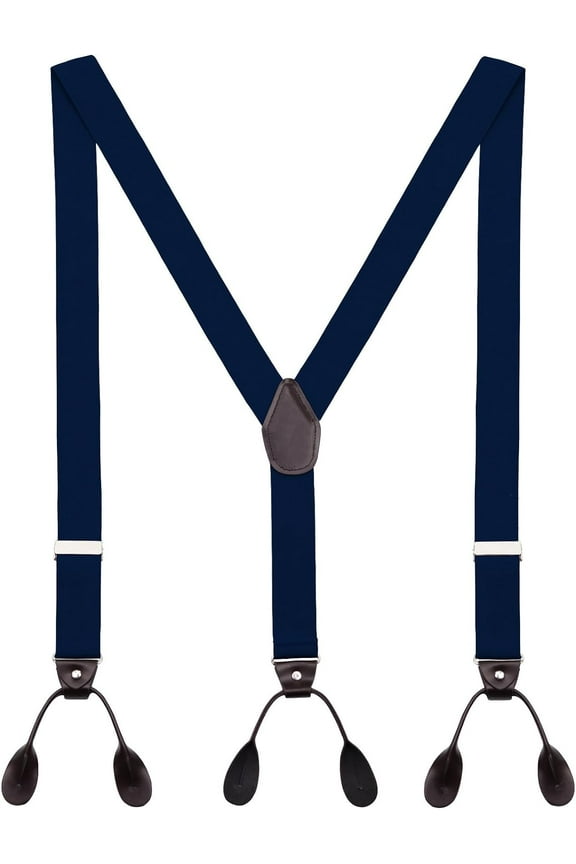 DEBAIJIA Mens Suspender Braces Trousers Pants Accessory Adjustable Elastic Y Shape 6 Leather Clips Plain