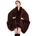 thumbnail image 1 of DEBIMY Warm Faux Fur Cape Winter Fur Trim Cloaks Thick Sweater for Party Coffee, 1 of 6