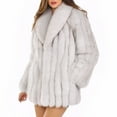 thumbnail image 1 of DEBIMY Women Faux Fur Overcoat Warm Luxury Jacket Winter Coat for Christmas Snow Sport Light Grey L, 1 of 5