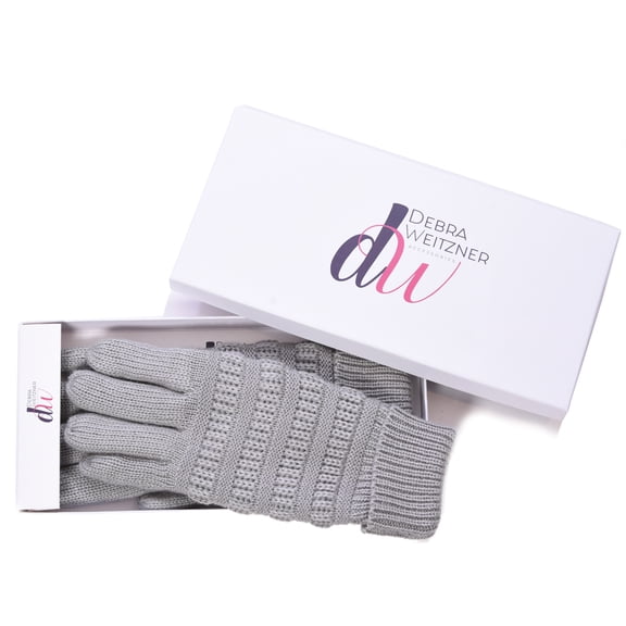 DEBRA WEITZNER Knit Winter Gloves Women and Men Thinsulate Glove Oatmeal Grey
