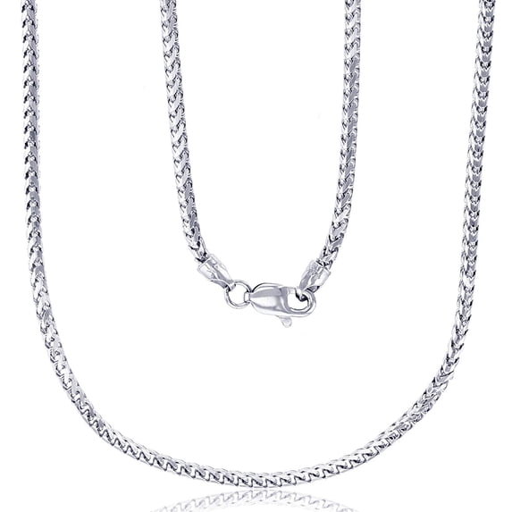 DECADENCE 14K White Gold Solid 2.25mm Franco Chain for Men and Women with Lobster Claw Clasp | 20" Necklace | Italian Gold Necklaces | Gold Franco Necklaces for Men and Women