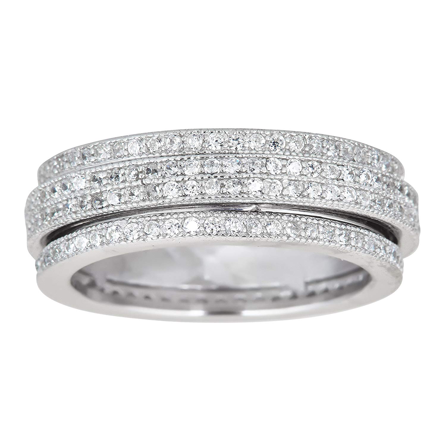Ciondolo Girevole In Argento 925 Con Cubica Zirconia – Collana Tuscany Silver, Catena 45 Cm