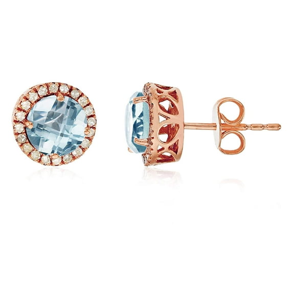 DECADENCE Sterling Silver Rhodium 6mm Round Pave Halo Stud Earrings for Women | AAA CZ Cubic Zirconia Studs with Created White Sapphire | White Rose Gold Plated with Gemstones