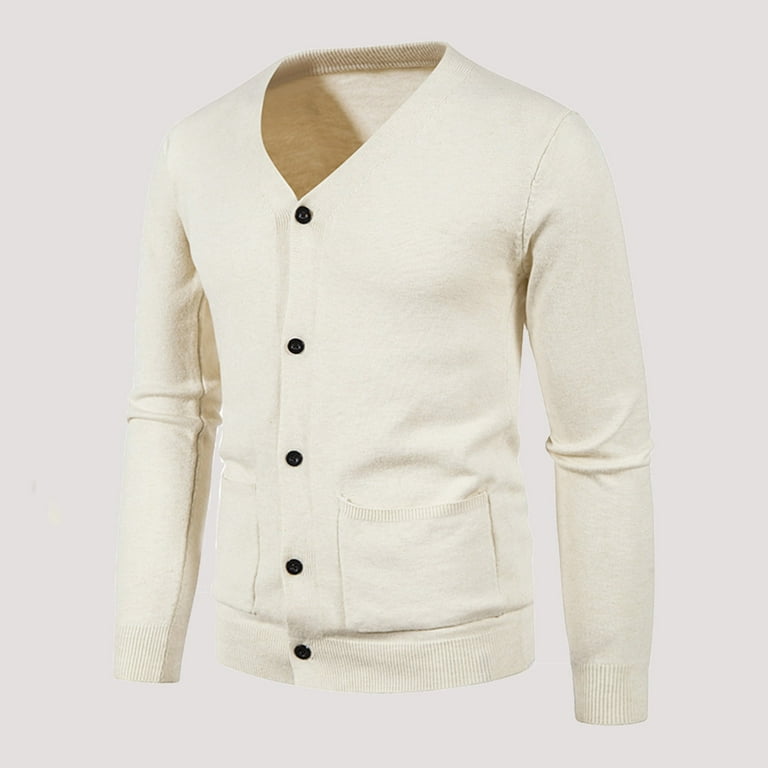 DECILRO Men S Lightweight Merino Wool Cardigan Sweater White Xxxl