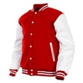 thumbnail image 1 of DECKRA Genuine Leather Sleeve, Wool Blend Letterman Varsity Jacket, Men's, Boys, 1 of 4