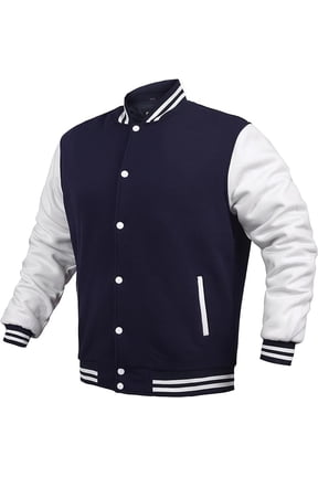 Men's Fashion Varsity Jacket Casual Regular Fit Letterman Baseball Bomber Jackets Fleece