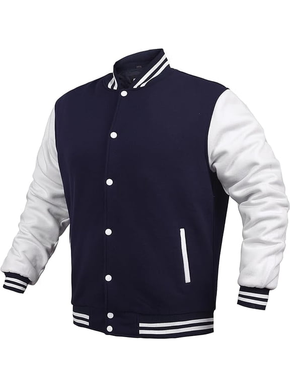 Men's Fashion Varsity Jacket Casual Regular Fit Letterman Baseball Bomber Jackets Fleece