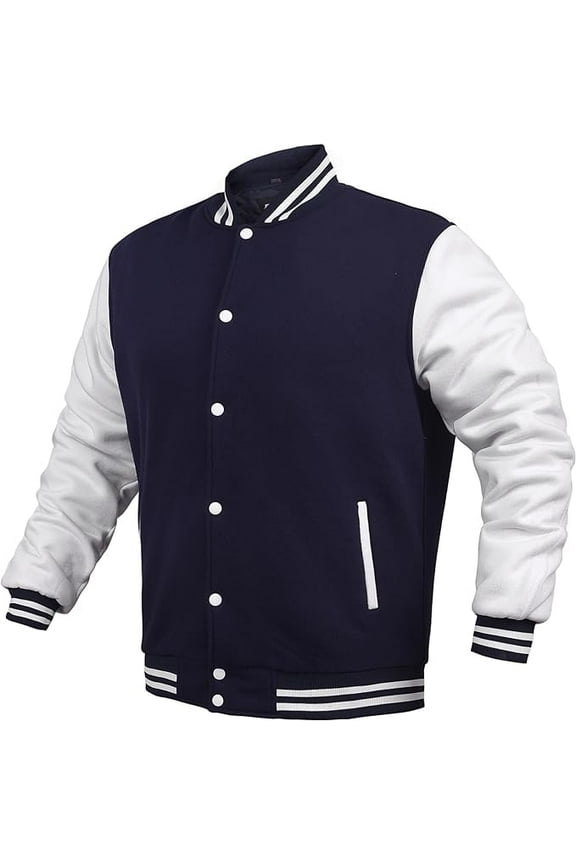 Men's Fashion Varsity Jacket Casual Regular Fit Letterman Baseball Bomber Jackets Fleece