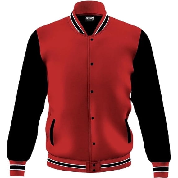 DECKRA Men's Fashion Varsity Jacket Casual Regular Fit Letterman Baseball Bomber Jackets Fleece