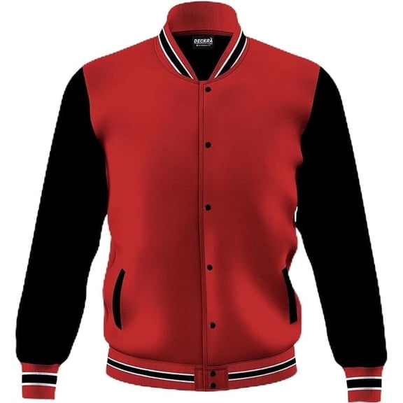 DECKRA Men's Fashion Varsity Jacket Casual Regular Fit Letterman Baseball Bomber Jackets Fleece