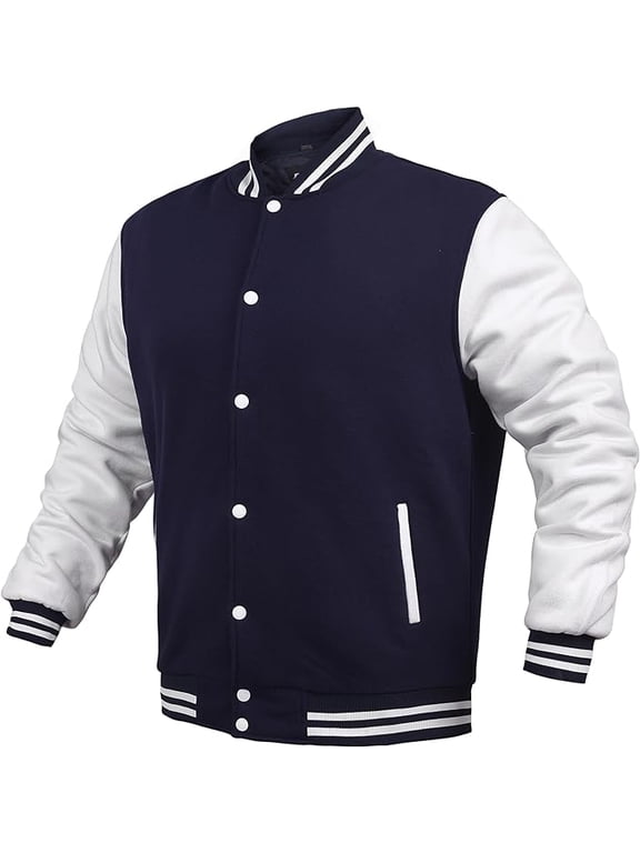 Men's Fashion Varsity Jacket Casual Regular Fit Letterman Baseball Bomber Jackets Fleece