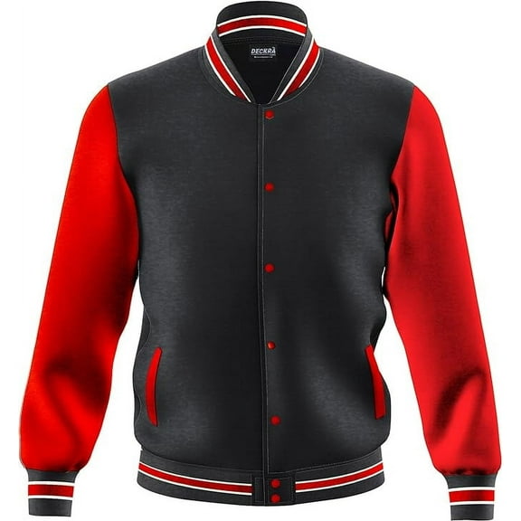 DECKRA Men's Fashion Varsity Jacket Casual Regular Fit Letterman Baseball Bomber Jackets Fleece