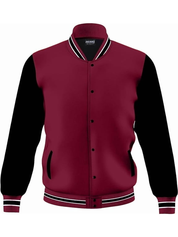 Men's Fashion Varsity Jacket Casual Regular Fit Letterman Baseball Bomber Jackets Fleece