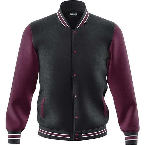 DECKRA Men's Fashion Varsity Jacket Casual Regular Fit Letterman Baseball Bomber Jackets Fleece