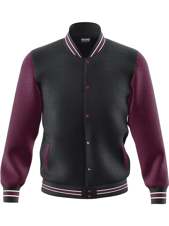 Men's Fashion Varsity Jacket Casual Regular Fit Letterman Baseball Bomber Jackets Fleece
