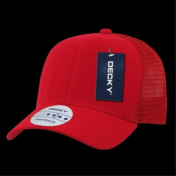 6 Panel Curve Bill Trucker Caps, Red