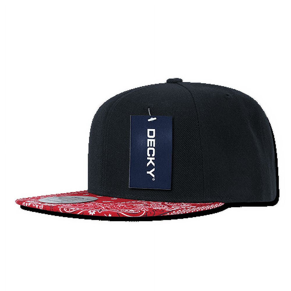 DECKY Bandana Snapback Two Tone Flat Bill Hats Hat Caps Cap For Men Women  Black/Red