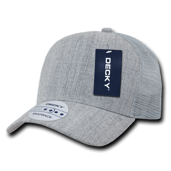 DECKY Curve Bill Baseball Trucker Constructed Snapback Caps Cap Hat Hats For Men Women Heather Grey