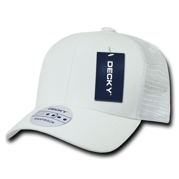 DECKY Curve Bill Baseball Trucker Constructed Snapback Caps Cap Hat Hats For Men Women White