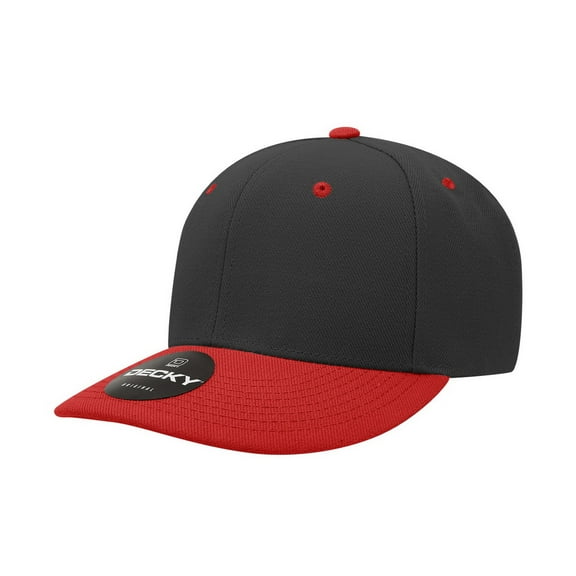 Decky 207 6 Panel Mid Profile Structured Acrylic/Polyester Cap-black/red