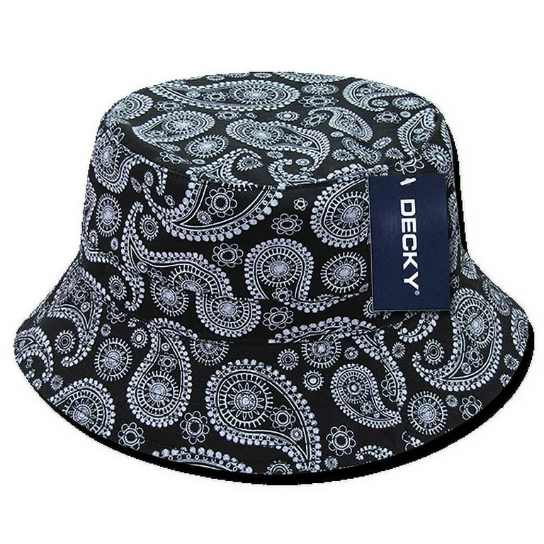 DECKY Paisley Bucket Bandana Design Hats Caps For Men Women Black