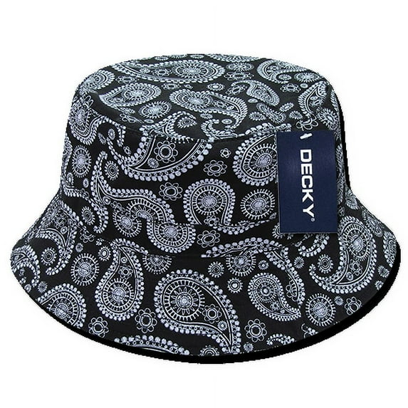DECKY Paisley Bucket Bandana Design Hats Caps For Men Women Black
