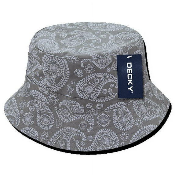 Paisley Bucket Hat, Grey, L_XL