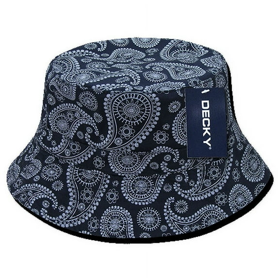 DECKY Paisley Bucket Bandana Design Hats Caps For Men Women Navy