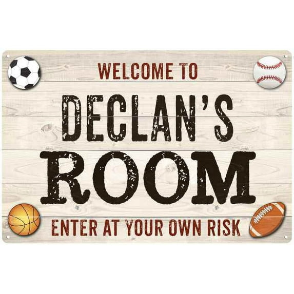 DECLAN'S Room Kids Bedroom Sign Boy's 8x12 Metal 208120090351