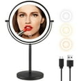 DECLUTTR Lighted Makeup Mirror with Magnification, 8" Rechargeable Vanity Mirror with 3 Colors