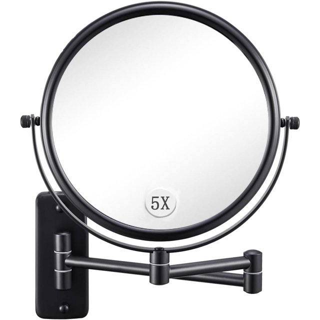 DECLUTTR Magnifying Makeup Mirrors, 5X Black Wall Face Mirror