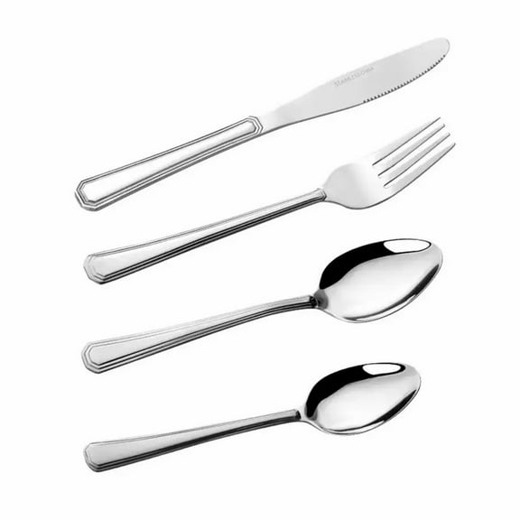DECMAY 16-Piece Luxury Premium Silverware Dinnerware Tableware Set for Home - Stainless Steel Flatware Service for 4 with Forks, Knives, Spoons, and Teaspoons