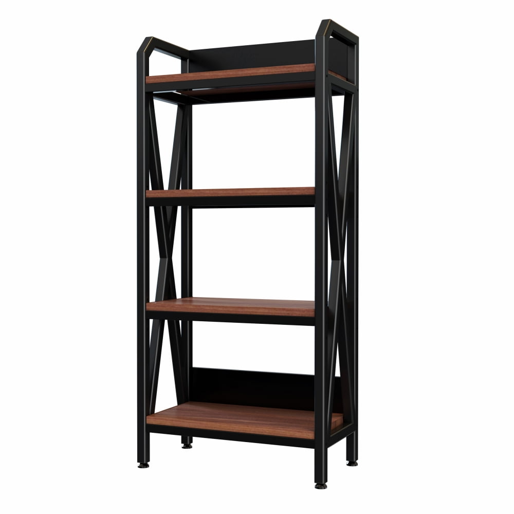 DECMAY Bakers Rack 4-Level Storage Shelves Metal and Wooden Kitchen ...
