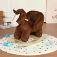 thumbnail image 1 of DECMAY Kids Ride-On Rocking Horse Toy with Music and Safety Belt, Soft Plush Moose Rocker with Hand Puppets for Toddlers 1–3 Years, Apricot, CPC Certified, 1 of 27