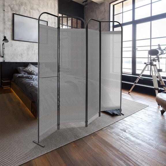 DECOLAB 4-Panel Room Divider, Folding Room Partition Wall for Home, Office, 68"x71", Jazz